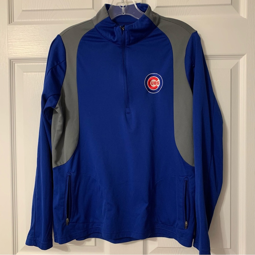 Men’s Chicago Cubs Antigua Royal Blue Pullover with Zipper Long Sleeves Medium